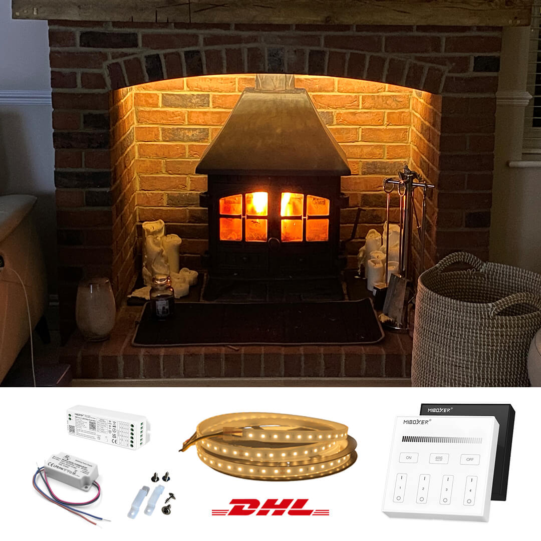 Premium Heat Resistant LED Flexi Strip - Single Colour Kit with Driver, Controller & Wireless Wall Switch